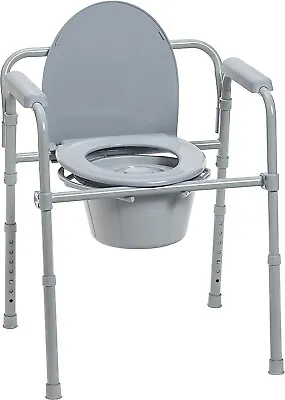Adult Toilet Seat Potty Chair Folding Portable Medical Steel Frame Commode Sit • $52.99