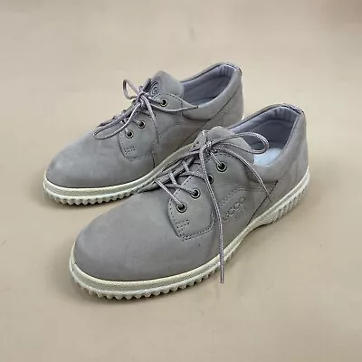 Ecco Comfort Shoes Grey Leather Size UK 3 Womens Standard Fit Lace Up • £24.99