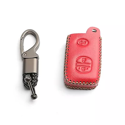 Red Leather Cover For Toyota Land Cruiser Prius Camry 3 Buttons Key Fob Case • $7.99