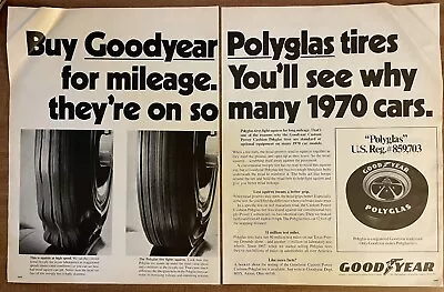 1970 Goodyear Polyglas Tires 2-Pg Vintage Print Ad • $16.84