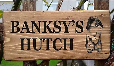 Personalised Rabbit Sign Hutch Plate Gate Run Plaque Bunny Own Name Lop-eared • £24.99