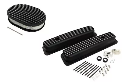 Chevy 350 Short Retro Finned Vortec & TBI Valve Covers Air Cleaner Dress Up Kit • $184.99