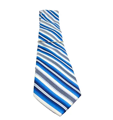 Pierre Cardin Necktie With Chain Blue Black Striped Men's Classic Long 60x3  • $9.77