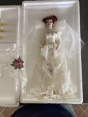 Barbie Romantic Rose Bride Porcelain Doll 1995 Wedding Flower Mattel #14541 • $59.99