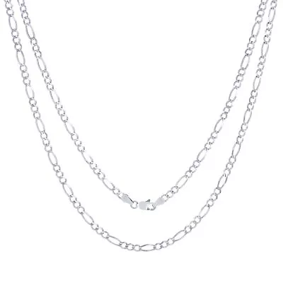 10K Solid White Gold 4mm Mens Figaro Italian Link Chain Pendant Necklace 16 -26  • $288.98