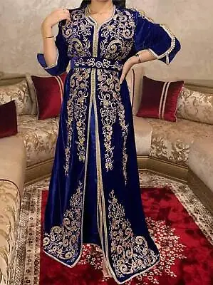 Dubai Moroccan Open Kaftan Abaya Embroidered Takchita Wedding Gown Women Dress  • $274.99