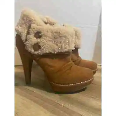 UGG Georgette Fawn Sheepskin High Heel Booties • $50