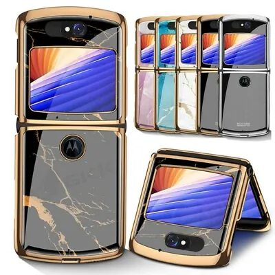 Fashion Painted Bumper Tempered Glass Fold Phone Case For Motorola MOTO Razr 5G • $10.75