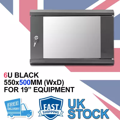 £94.99 • Buy 6U 19  500MM Deep Black Network Wall Mounted Data Cabinet Rack Patch Panel PDU