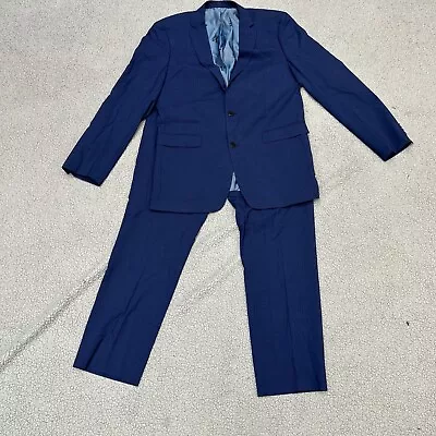 Vince Camuto Blazer Mens 42R Slim Fit Blue Wool Sport Coat 2 Button Suit Jacket • $29.95