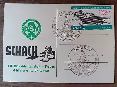 Chess East Germany 1972 Meisterschaft Gorlitz Special Cancel Card Unaddr • $1.95