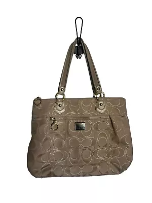 Coach Poppy Glam Tote Handbag Purse Gold Metallic Sateen Blue Interior Large • $27