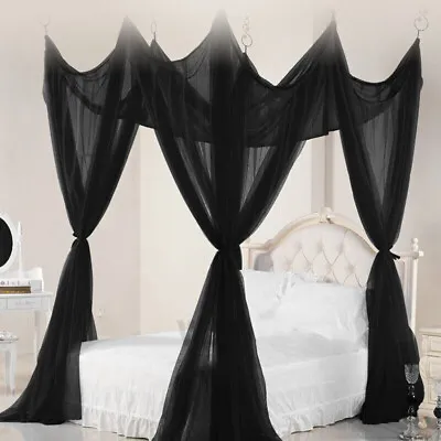 4 Corners Post Bed Canopy Curtain Mosquito Net Or Frame Single Double King M • £16.99