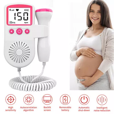 Baby Heart Beat Rate Probe Fetal Doppler Detector Prenatal Monitor Ultrasonic UK • £6.82