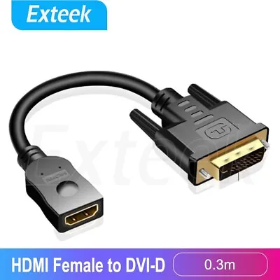 $7.46 • Buy 30CM HDMI Female To DVI-D Male Converter PC TV HD HDTV Display Adapter Cable AU