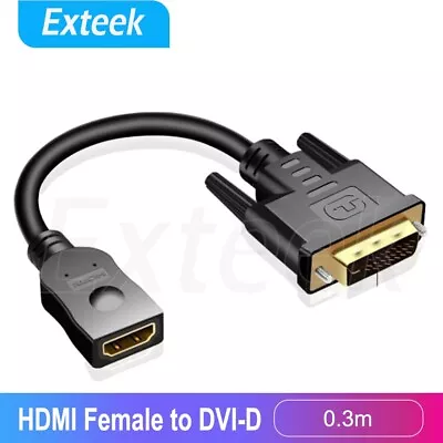 30CM HDMI Female To DVI-D Male Converter PC TV HD HDTV Display Adapter Cable AU • $5.95