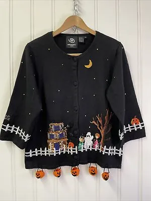 Michael Simon Event RARE Vtg 2002 Halloween Trick Or Treat Cardigan Sweater XL • $199.99