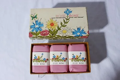 Box-3 Vintage The Soapmakers Rose Luxury Perfumed Soap Cakes 3OZ Per New RARE • £8.68