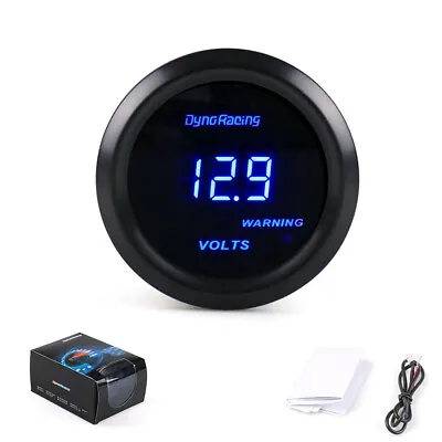 2  52mm Universal 12V Blue Digital LED Volt Meter Electronic Voltage Gauge Meter • $17.84