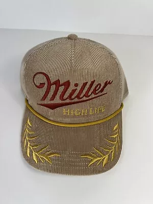 Miller High Life Beer Rope Trucker Snapback Rope Hat Cap Vintage 80’s Brown Mesh • $38.98