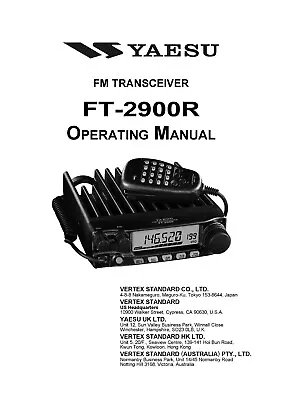 Operating Instructions For Yaesu FT-2900 R • $14.76