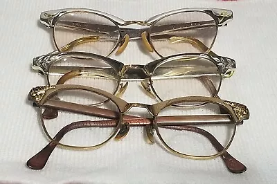 Lot Of 3 Pair Vintage 12K Gold Filled Eyeglasses Womens Cat Eye Artcraft Frames • $9.95