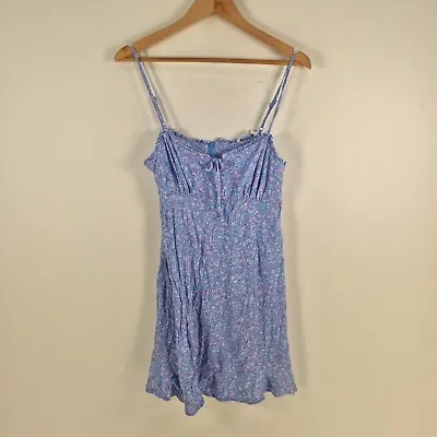 Supre Womens Slip Mini Dress Size 10 Blue Floral Sleeveless Viscose 073916 • $12.84