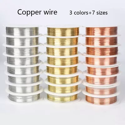 1 Roll Craft DIY Jewelry Making Round 20 Gauge Copper Wire 0.2-1mm • $1.24