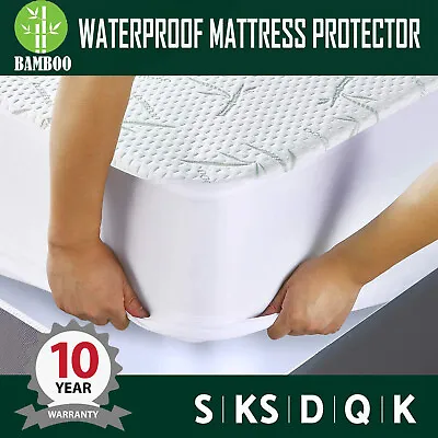 $32.99 • Buy Bamboo Mattress Protector / Pillow Protector Waterproof Single King Queen Double