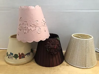 Mini 4  Lamp Shades Lot Of 4 Clip On Country Style • $7.49