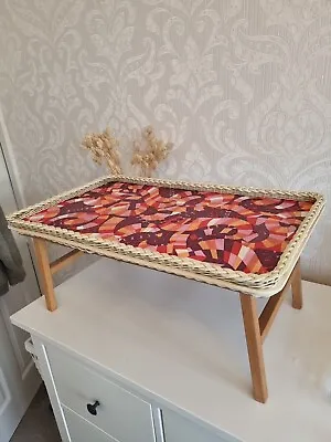 Vintage 70's Geometric Breakfast Bed Serving Tray Folding Legs Garden Table • £34.99