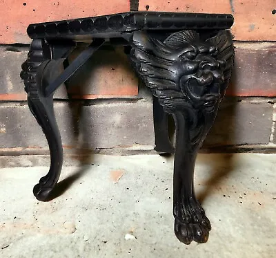 Antique Ebonized Oak Carved Griffin Jester Figural Hexagonal Side Table • $679.99