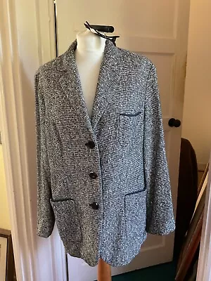 Louis Feraud Black & White Pattern Vintage Jacket Blazer Size UK 18 Silk/cotton • £15