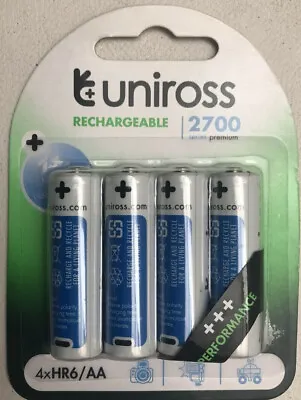 UNIROSS AA Rechargeable Batteries NiMH 2700mAh - 4 Pack • £6.49