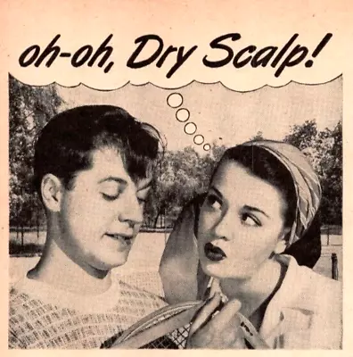 Vaseline Hair Tonic 1946 Vtg PRINT AD 5x13 Dry Scalp Tennis Love Means Nothing • $11.91