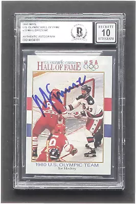 Mike Eruzione Signed 1991 Impel Olympic Hall Of Fame #70 - Auto Grade BGS 10 • $72.42