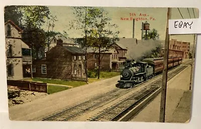 Early New Brighton Pa. 5th Avenue View Steam Railroad Passenger Train Postcard • $21.75