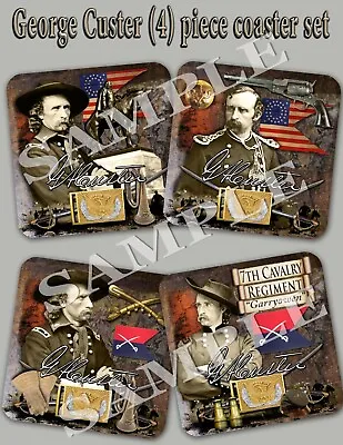 George Armstong Custer Signature Series American Civil War (4) Piece Coaster Set • $19.99