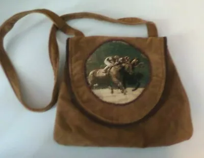 Brown Suede Shoulder Bag/purse With Horses • $18.99