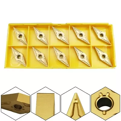 10Pcs 35° VNMG160408-MA VNMG332 Carbide Turning InsertsFor Stainless Steel • $17.66