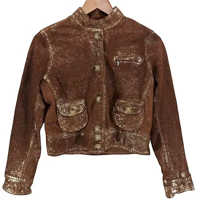 George Me Designs By Mark Eisen Women's Gold Foil Goat Suede Medium Jacket • $29.99