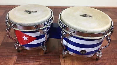 LP Matador Wood Bongos - Cuban Flag Design Chrome Hardware - M201-Cuba • $225