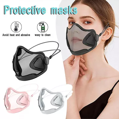 Transparent Protective Mouth Cover Face Mask Shield Anti-fog Reusable Washable • $9.94