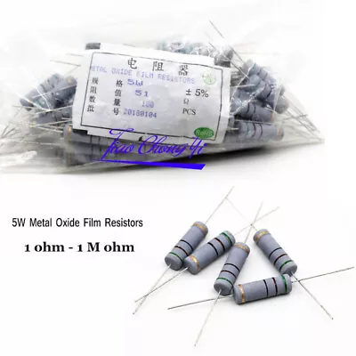 5W Kit 30 Value 5 Watt Metal Oxide Film Resistors 1 Ohm -1M Ohm  5% Assorted Set • $153.19