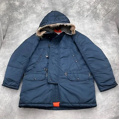 Golden Fleece Parka Men 40 Blue Flying Snorkel Jacket N-3B Nylon Zip Lined USA • $69.97