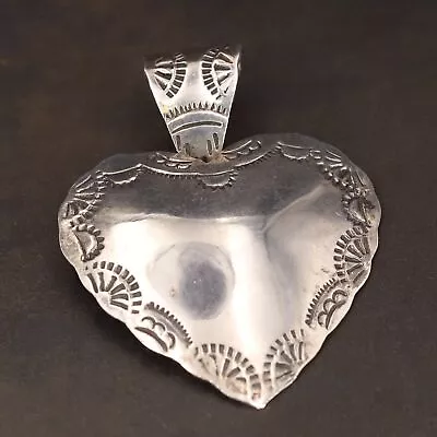 VTG Sterling Silver - MEXICO TAXCO Southwestern Heart Necklace Pendant - 15.5g • $37.88