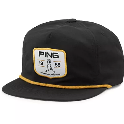 New 2024 Limited Ping Golf Retro Patch Rope Black/Yellow Adjustable Snapback Hat • $32.95