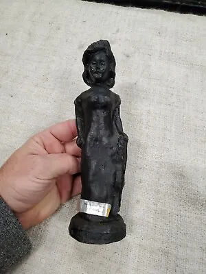 Vintage Coal Mountain Old Woman Figurine Figure 1978 Handcrafted From Coal 8 1/2 • $20