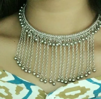 Banjara Tribal Oxidized Silver Look Chain Choker • $10