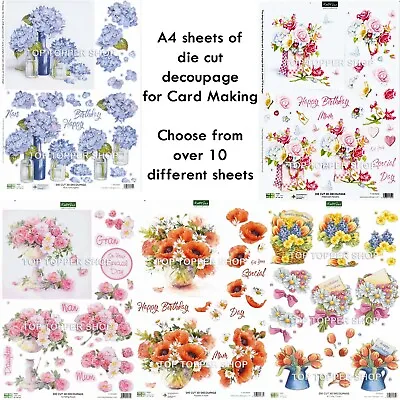 1 A4 Sheet Floral & Animal Themed Die Cut Decoupage Choice Of Katy Sue Designs • £1.40